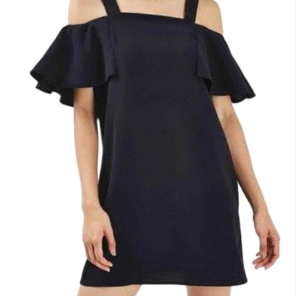 TOPSHOP Navy Off Shoulder Shift Dress‎